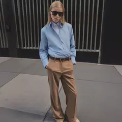 MANGO - Camisa Mujer de Rayas Manga larga de Algodón