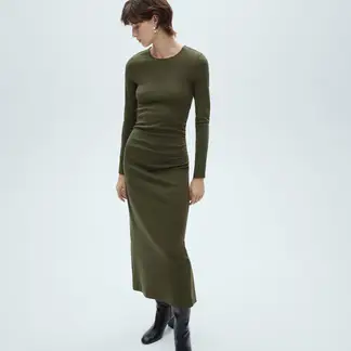MANGO - Vestido Mujer Medio de Algodón