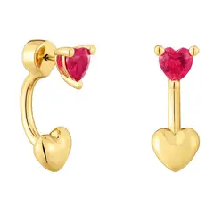 TOUS - Aretes cortos con baño de oro 18 kt sobre plata y rubí creado en laboratorio Garden Of Love LGG