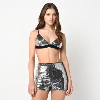 SYBILLA - Top Mujer con Lentejuelas Sin mangas