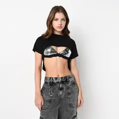 SYBILLA - Crop top Mujer Manga corta de Algodón