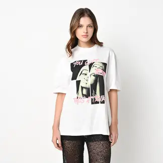 SYBILLA - Camiseta Mujer con Estampado de Algodón