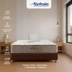 COLCHONES FANTASIA - Colchón con Base Cama Sencillo Firmeza Media Ortopédico Resortado Litium 100 x 190 cm Colchones Fantasía - 0% Interés a 3 o 6 Cuotas Pagando con tu CMR Banco Falabella