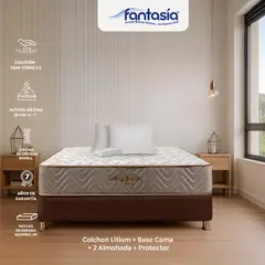 COLCHONES FANTASIA - Colchón con Base Cama Doble Firmeza Media Ortopédico Resortado Litium 140 x 190 cm Colchones Fantasía Falabella