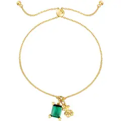 TOUS - Pulsera cadena motivo oso con baño de oro 18 kt sobre plata y esmeralda creada en laboratorio Bold Bear LGG