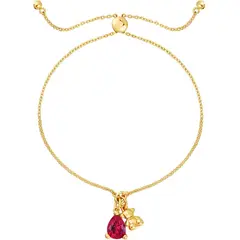 TOUS - Pulsera cadena motivo oso con baño de oro 18 kt sobre plata y rubí creado en laboratorio Bold Bear LGG
