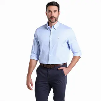 TOMMY HILFIGER - Camisa Hombre Con Puntos Manga larga de Algodón