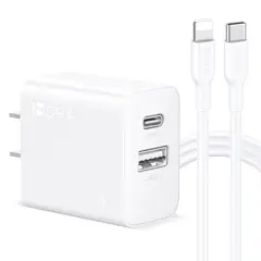 1 HORA - Turbo Cargador Doble puerto +USB a Ligthning 3A 20W Carga Rápida