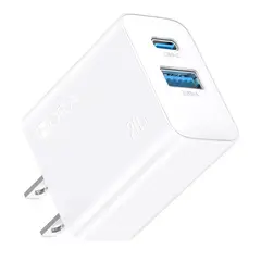 1 HORA - Cubo cargador Doble puerto USB+ C 3A 20W Carga Rápida