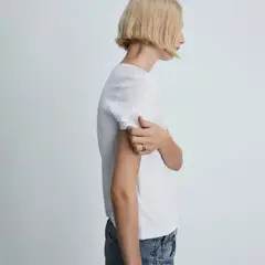 MANGO - Camiseta Mujer Manga corta de Algodón