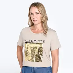 SOUTHLAND - Camiseta Mujer con Estampado Manga corta de Algodón