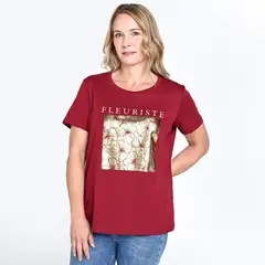 SOUTHLAND - Camiseta Mujer con Estampado Manga corta de Algodón