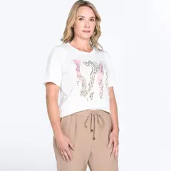 SOUTHLAND - Camiseta Mujer con Estampado Manga corta de Algodón