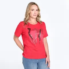 SOUTHLAND - Camiseta Mujer con Estampado Manga corta de Algodón