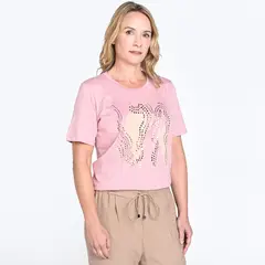 SOUTHLAND - Camiseta Mujer con Estampado Manga corta de Algodón