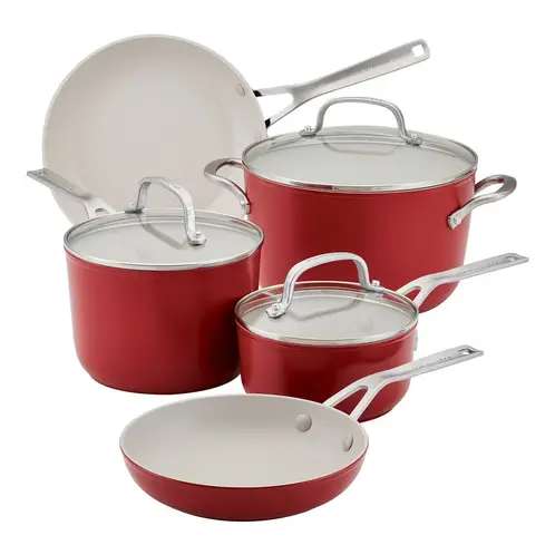 KITCHENAID - Juego de ollas Kitchenaid: Antiadherente Cerámico. Bateria Antiadherente 8 piezas