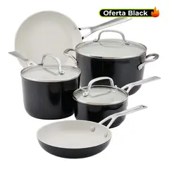 KITCHENAID - Juego de ollas Kitchenaid: Antiadherente Cerámico. Bateria Antiadherente 8 piezas