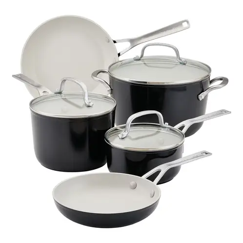 KITCHENAID - Juego de ollas Kitchenaid: Antiadherente Cerámico. Bateria Antiadherente 8 piezas