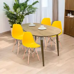 EKONOMODO - Juego de Comedor para 4 Personas (Comedor + 4 Sillas) Zell