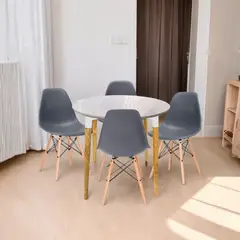 EKONOMODO - Juego de Comedor para 4 Personas (Comedor + 4 Sillas) White