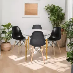 EKONOMODO - Juego de Comedor para 4 Personas (Comedor + 4 Sillas) White