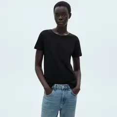 MANGO - Camiseta Mujer Manga corta de Algodón