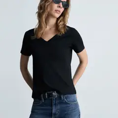 MANGO - Camiseta Mujer Manga corta de Algodón