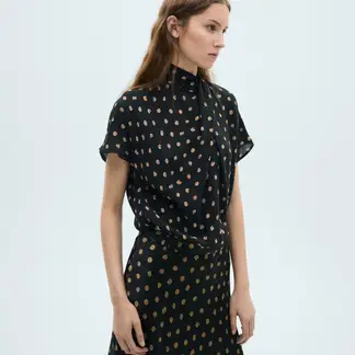 MANGO - Blusa Mujer Con Estampado Manga corta