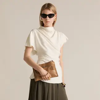 MANGO - Blusa Mujer Manga corta globo