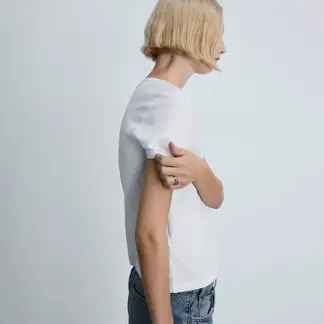 MANGO - Camiseta Mujer Manga corta de Algodón