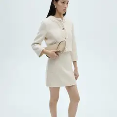 MANGO - Chaqueta Mujer Tweed Crop