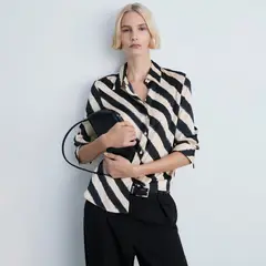 MANGO - Camisa Mujer Con Estampado Manga larga