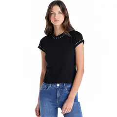SYBILLA - Camiseta Mujer Con Taches Manga corta de Algodón