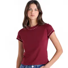 SYBILLA - Camiseta Mujer Con Taches Manga corta de Algodón
