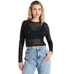 SYBILLA - Top Mujer Con Encaje Manga larga