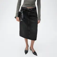 MANGO - Falda de jean Midi Mujer de Algodón