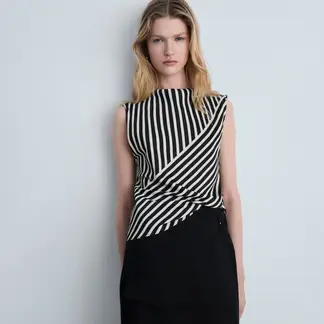 MANGO - Blusa Mujer de Rayas Sin mangas