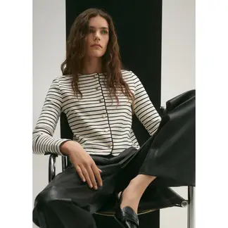 MANGO - Cardigan Mujer de Rayas de Algodón