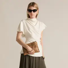 MANGO - Blusa Mujer Manga corta globo