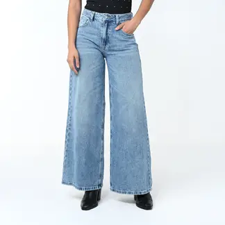 BASEMENT - Jean Wide leg Mujer Tiro medio