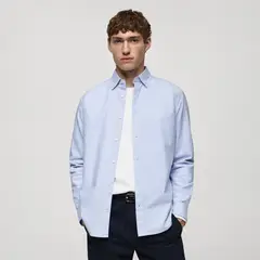 MANGO - Camisa Hombre Manga larga de Algodón