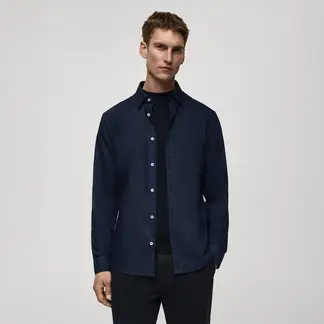MANGO - Camisa Hombre Manga larga de Algodón