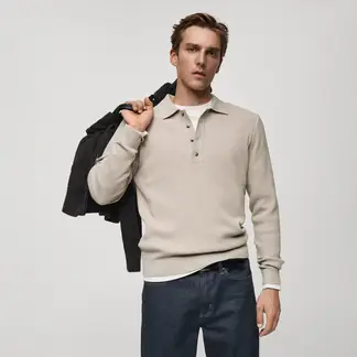 MANGO - Camiseta polo Hombre Manga larga