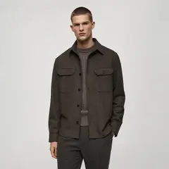 MANGO - Camisa Hombre Manga larga de Lana
