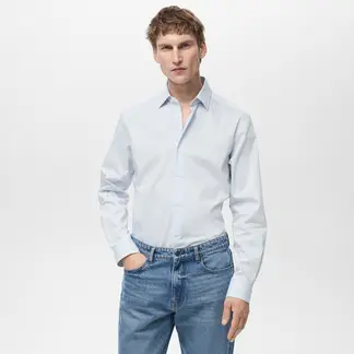 MANGO - Camisas Hombre Manga larga de Algodón