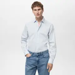 MANGO - Camisas Hombre Manga larga de Algodón