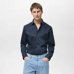 MANGO - Camisas Hombre Manga larga de Algodón