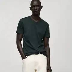 MANGO - Camiseta Hombre Manga corta de Algodón