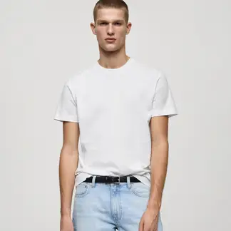 MANGO - Camiseta Hombre Manga corta de Algodón
