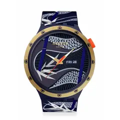 SWATCH - Relojes Unisex BLUE AND GOLDEN LITHE DANCER. Relojes Silicona Azul SB05Z700